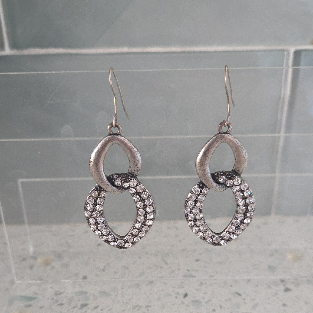 Elegant Silver and Black Dangle Earrings